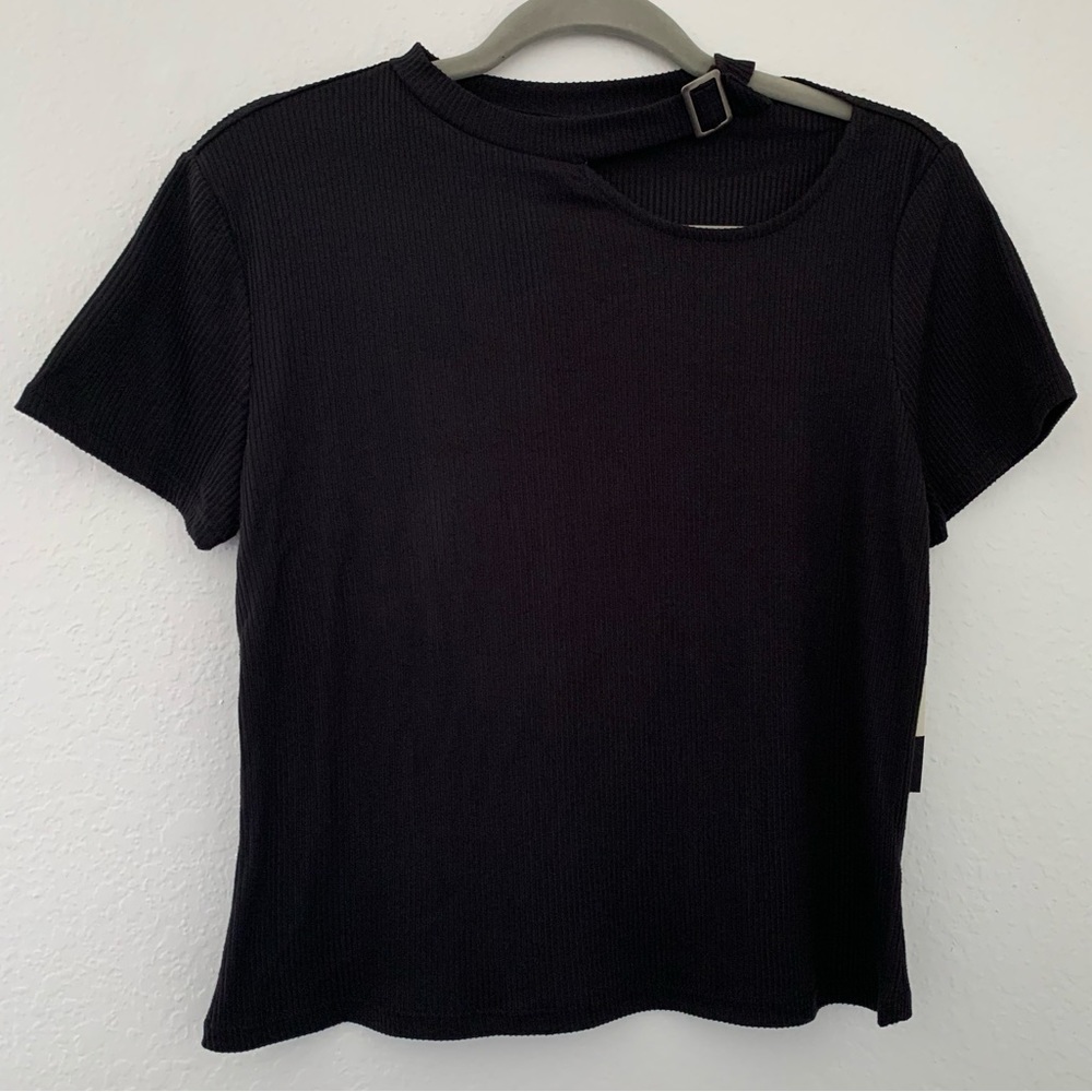 No Boundadies Black Ribbed Top Size Large